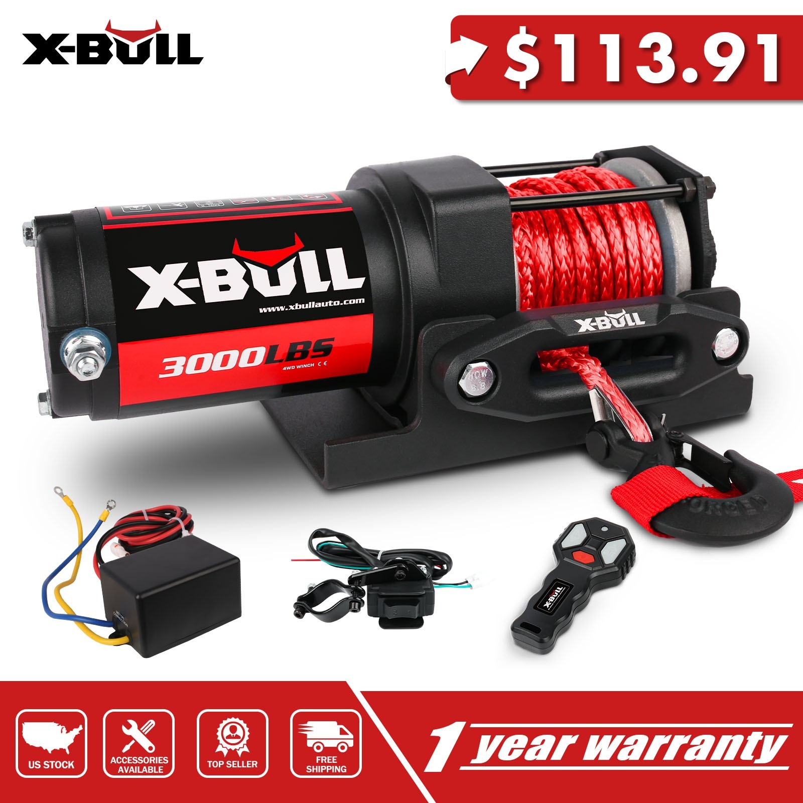 X-BULL ATV Winch Kit 12V Electric UTV Winch 3000LB 4500LB 6000LB Wireless Remote X-BULL ATV Winch Kit 12V Electric UTV Winch 3000LB 4500LB 6000LB Wireless Remote