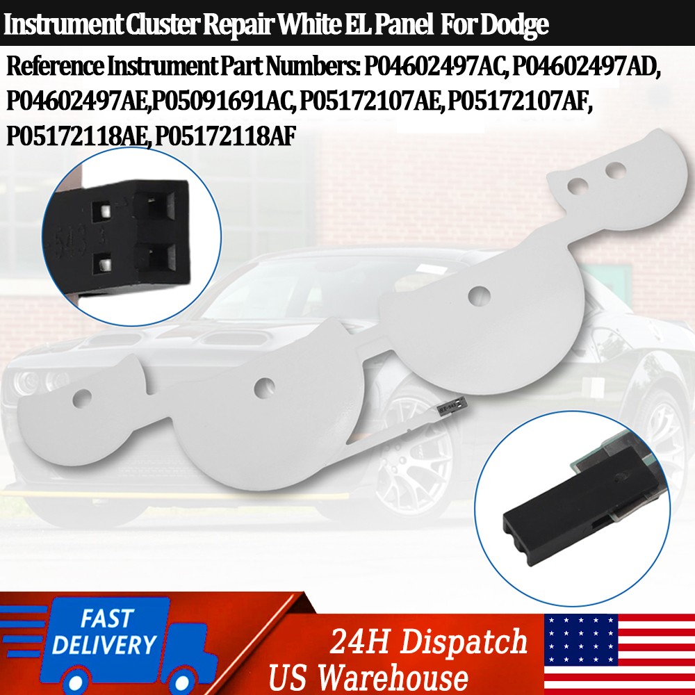 White EL Panel For Dodge Challenger Charger Gauge Cluster Repair P56044944AC