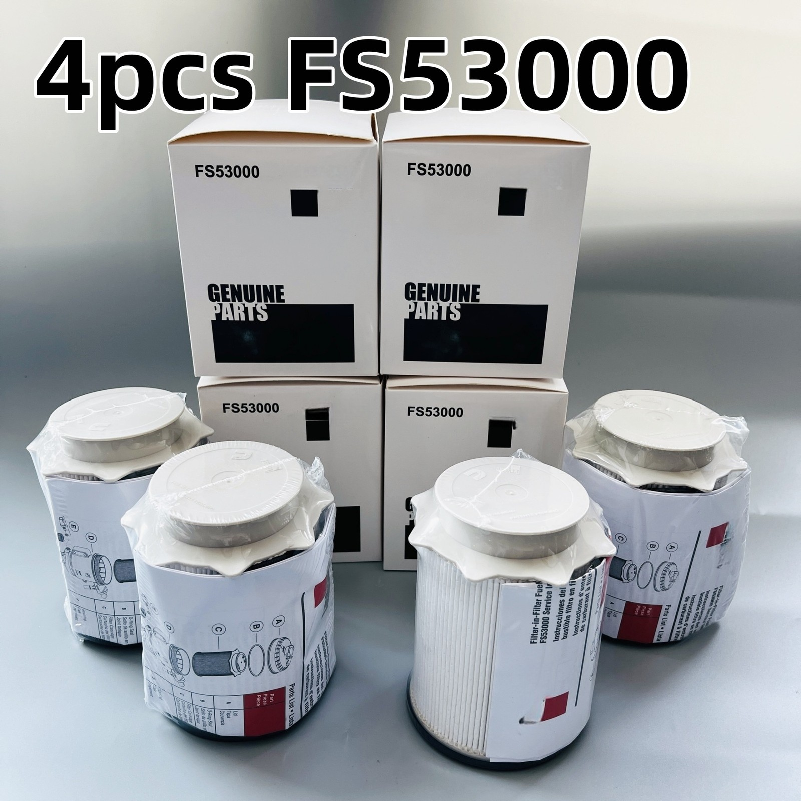 NEW 4PCS FLEETGUARD FS53000 FUEL/WATER SEPERATOR FILTER CUMMINS 6.7L