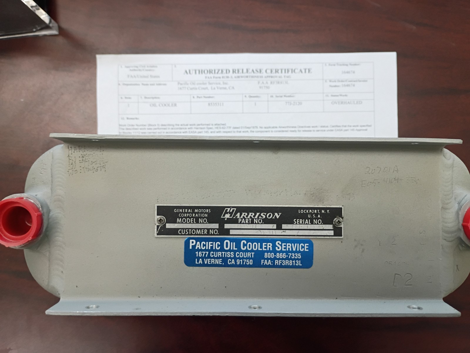 Piper Lycoming Oil Cooler 8535311 overhauled