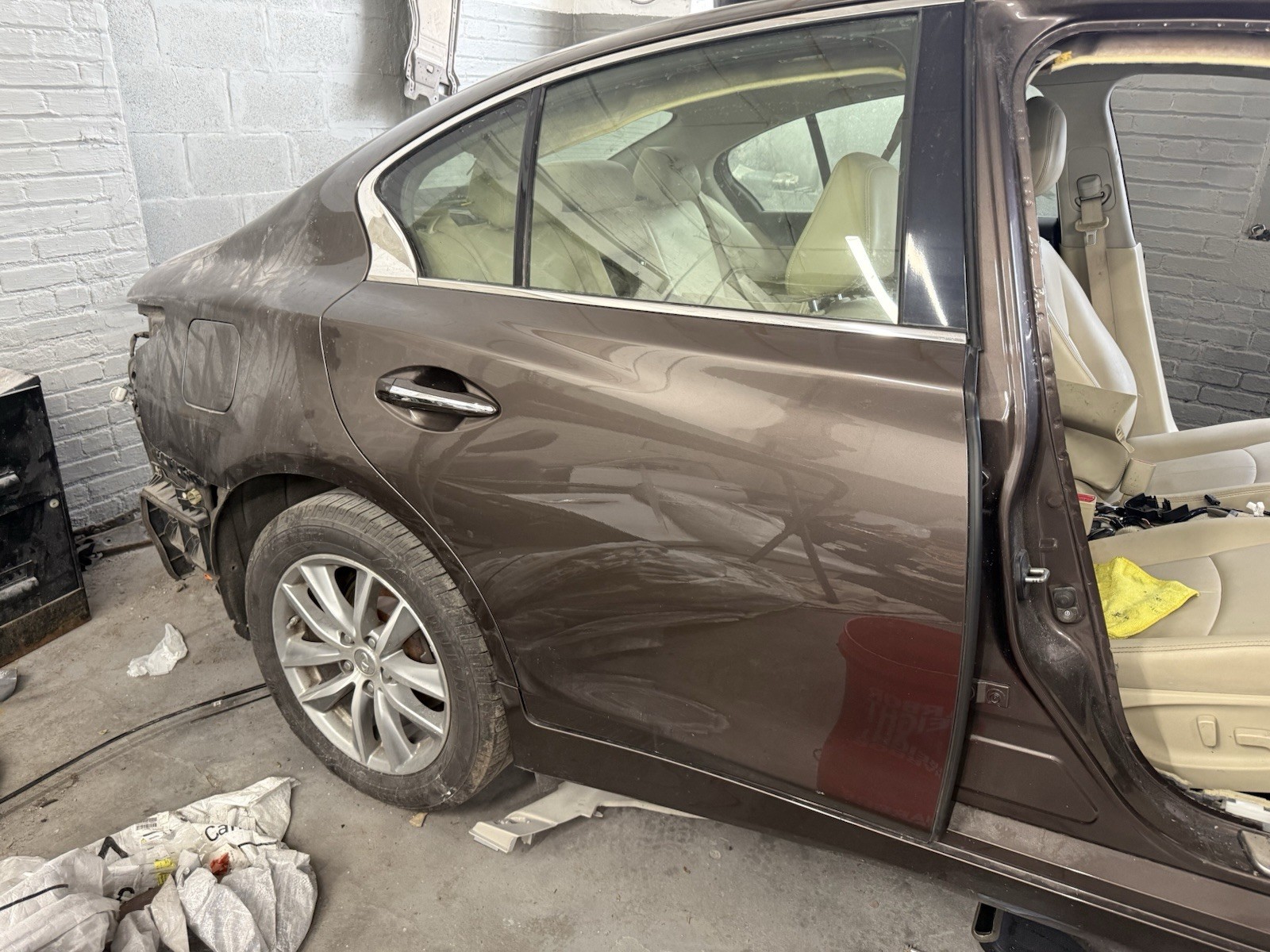 2014-2021 Infiniti Q50 Right Rear Door Shell OEM CAN Brown Passenger Side