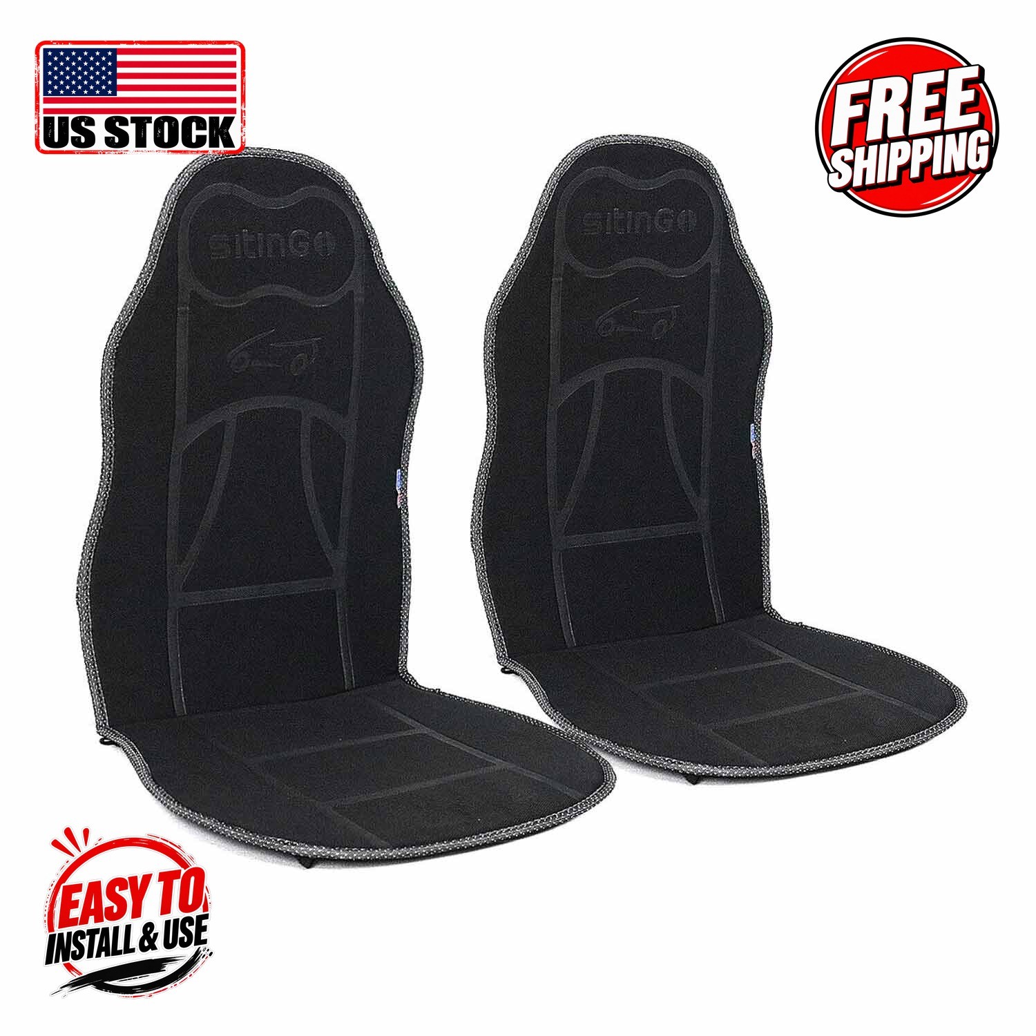 Car Seat Covers Fits Porsche Front Seats 1+1 (Black)
