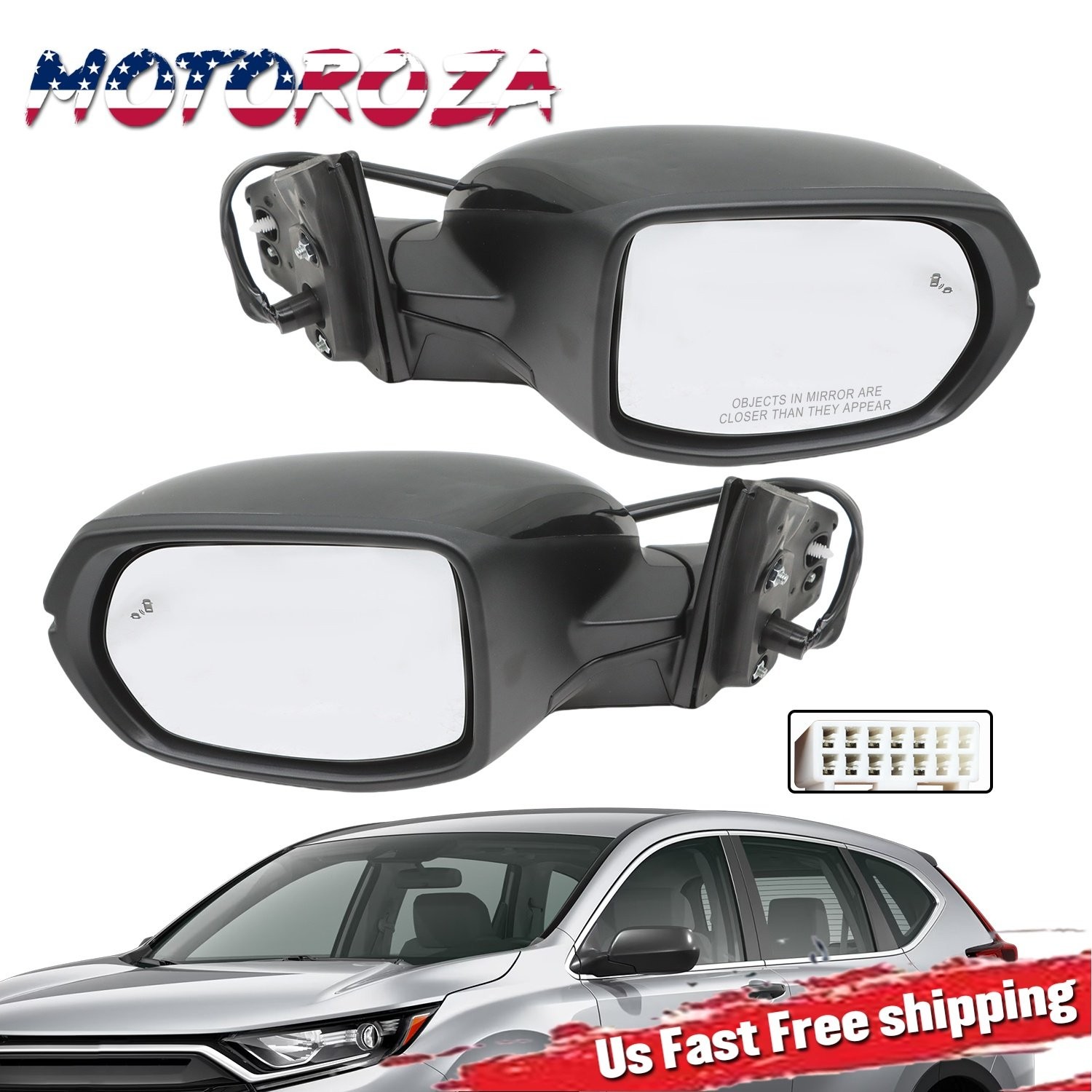 Power Mirror Set For 17-22 Honda CR-V Heated Signal Light Blind Spot Paintable