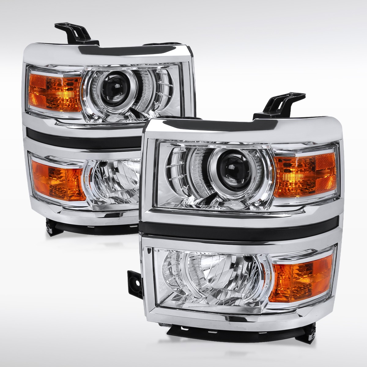 Fit 2014-2015 Chevy Silverado 1500 Projector Headlights Lamps Left+Right 14-15