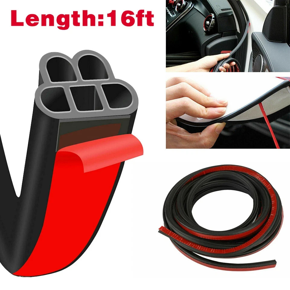 16FT 5M Universal Car Door Rubber Weather Seal Hollow Strip Weatherstrip