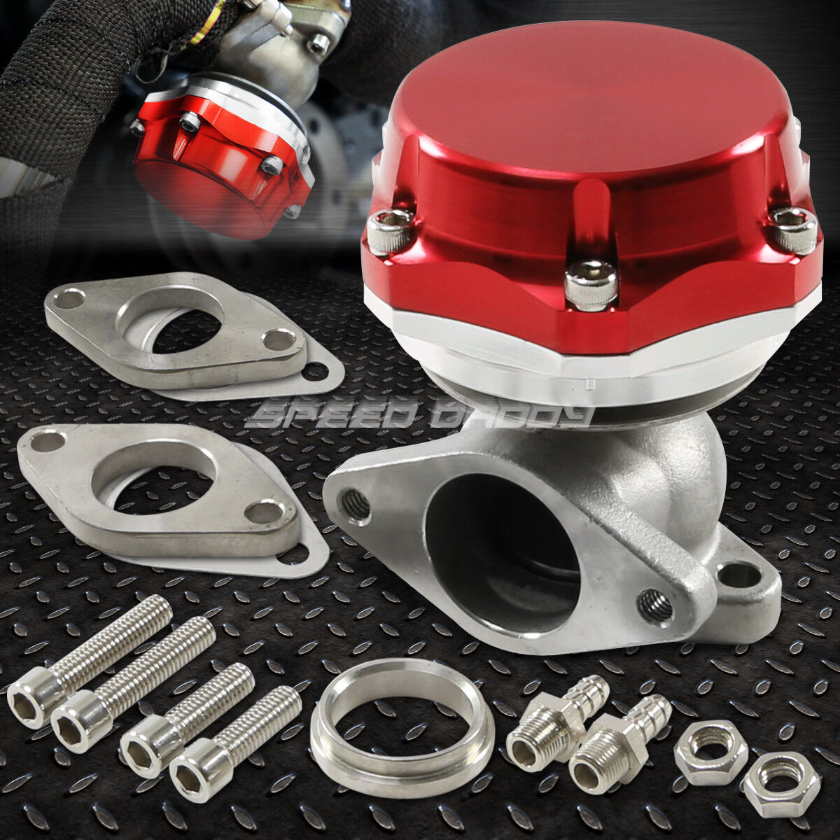 35MM/38MM TURBO CHARGER MANIFOLD RED 20PSI COMPACT 2-BOLT EXTERNAL WASTEGATE KIT