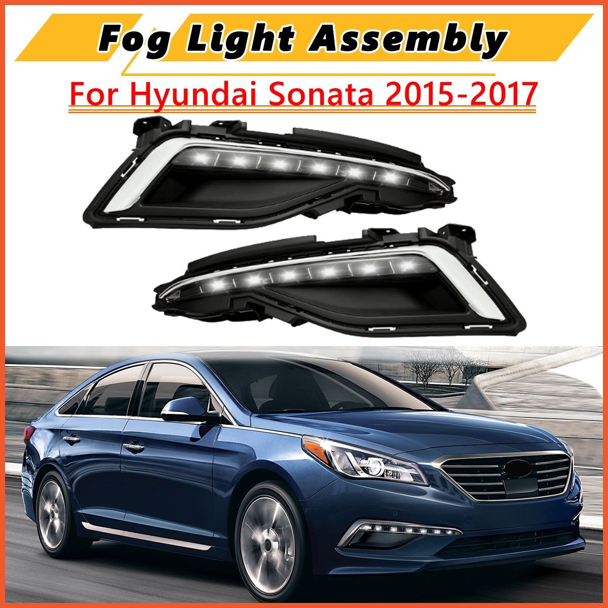 For 2015 2016 2017 Hyundai Sonata Front LED DRL Lamp Fog Light Left & Right