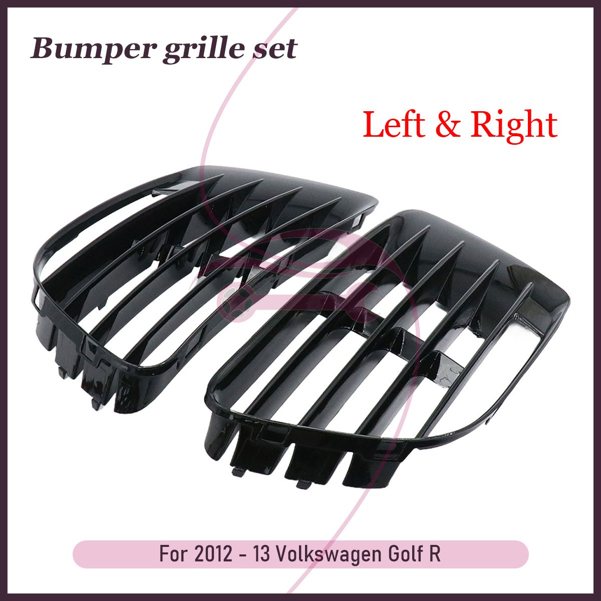 For 2012-2013 Volkswagen Golf R Base Front Bumper Grille Set Left and Right Side
