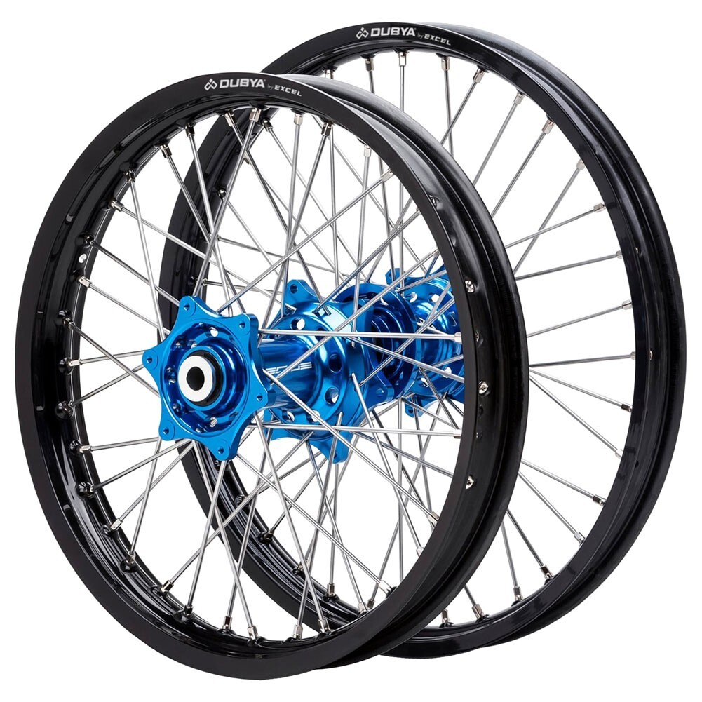 Dubya Edge Complete Front/Rear Wheel Set 1.60 x 21/2.15 x 19 Black Rim/Blue Hub