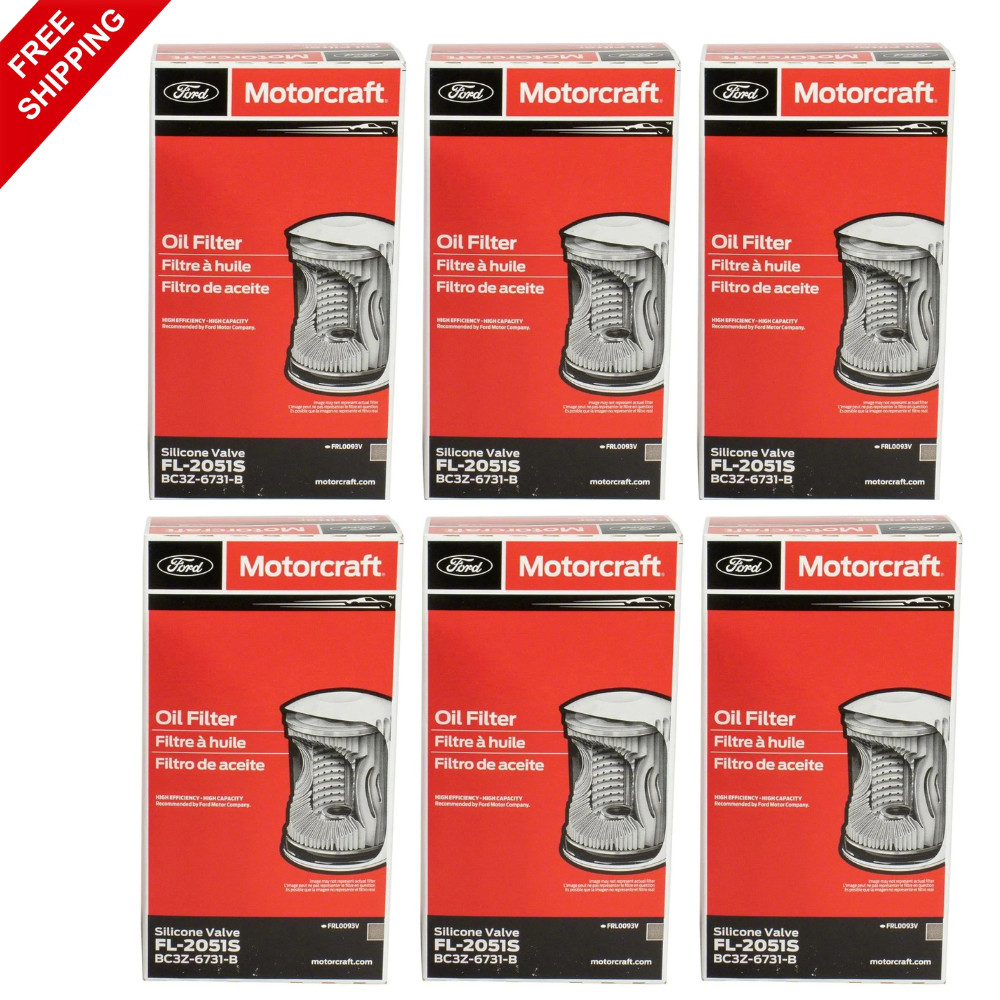 NEW Case of 6 OEM Ford Motorcraft Engine Oil Filters FL2051S BC3Z-6731B FL2124S