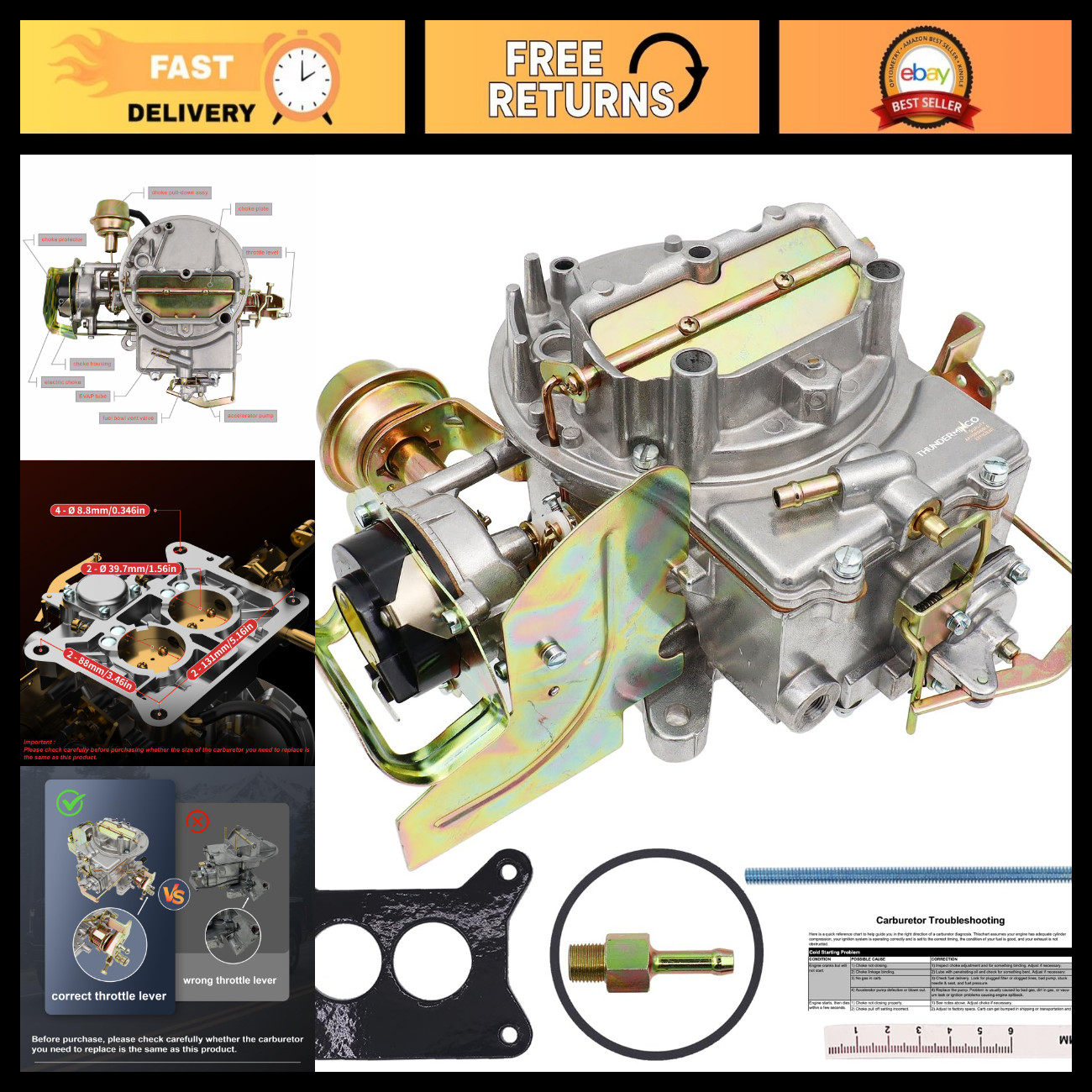 2 Barrel Carburetor 2100 2150 for Ford 289 302 351 F100 F250 F350 Jeep Mustang - 2 Barrel Carburetor 2100 2150 for Ford 289 302 351 F100 F250 F350 Jeep Mustang -