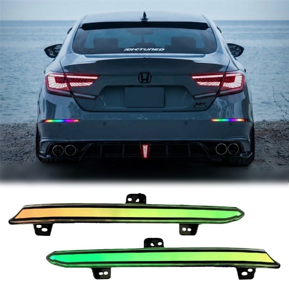 RGB Rear Bumper Clear LED Reflector For 2018-2022 10th gen Honda Accord Sedan