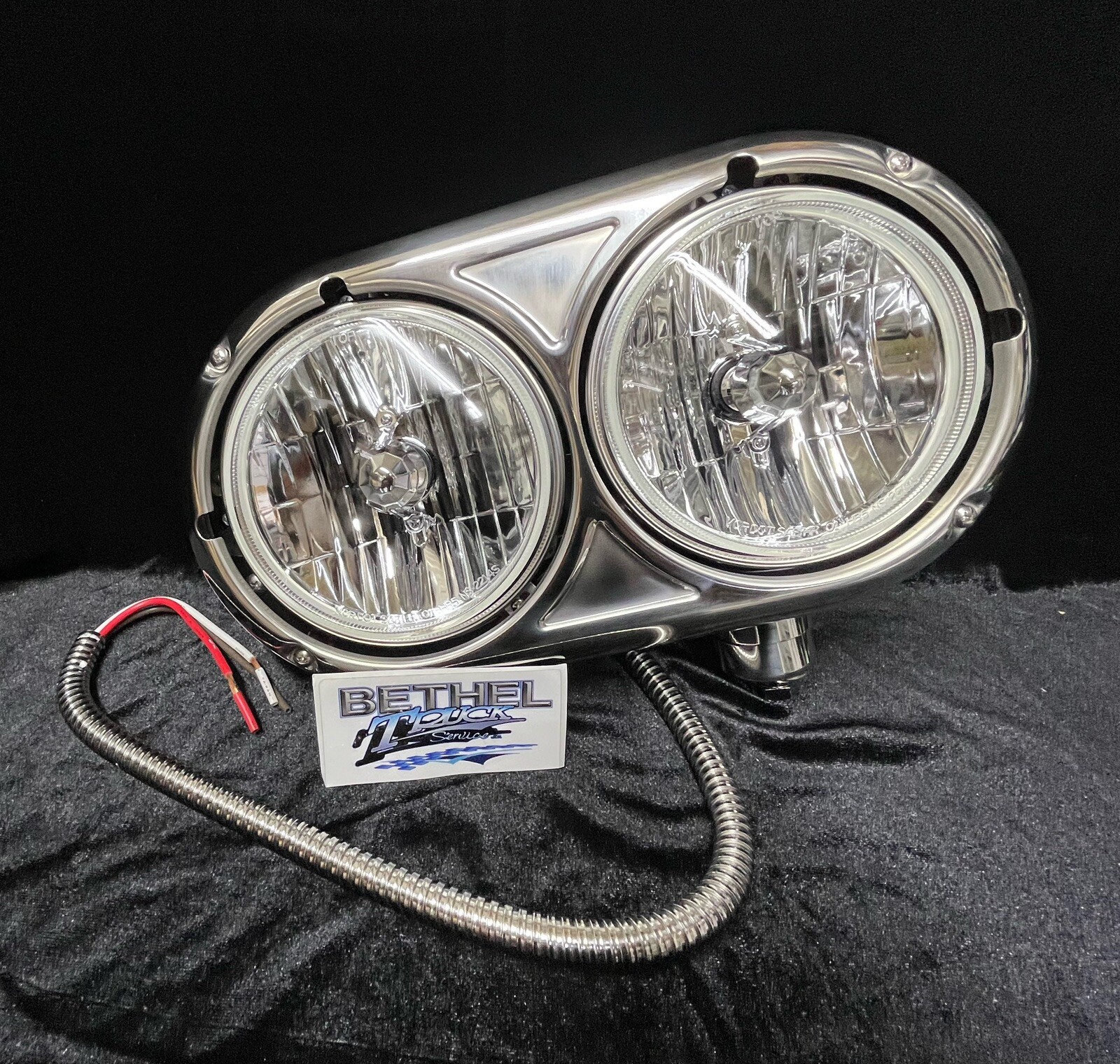 Peterbilt 359 Style Dual Round Headlight Stainless Steel Passanger Side 32186
