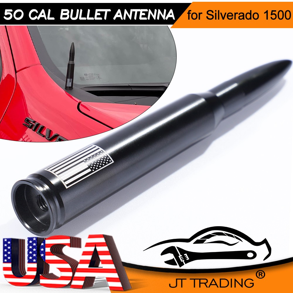 USA FLAG BULLET ANTENNA 50 CAL for CHEVROLET SILVERADO 1500 / 2500 / GMC SIERRA