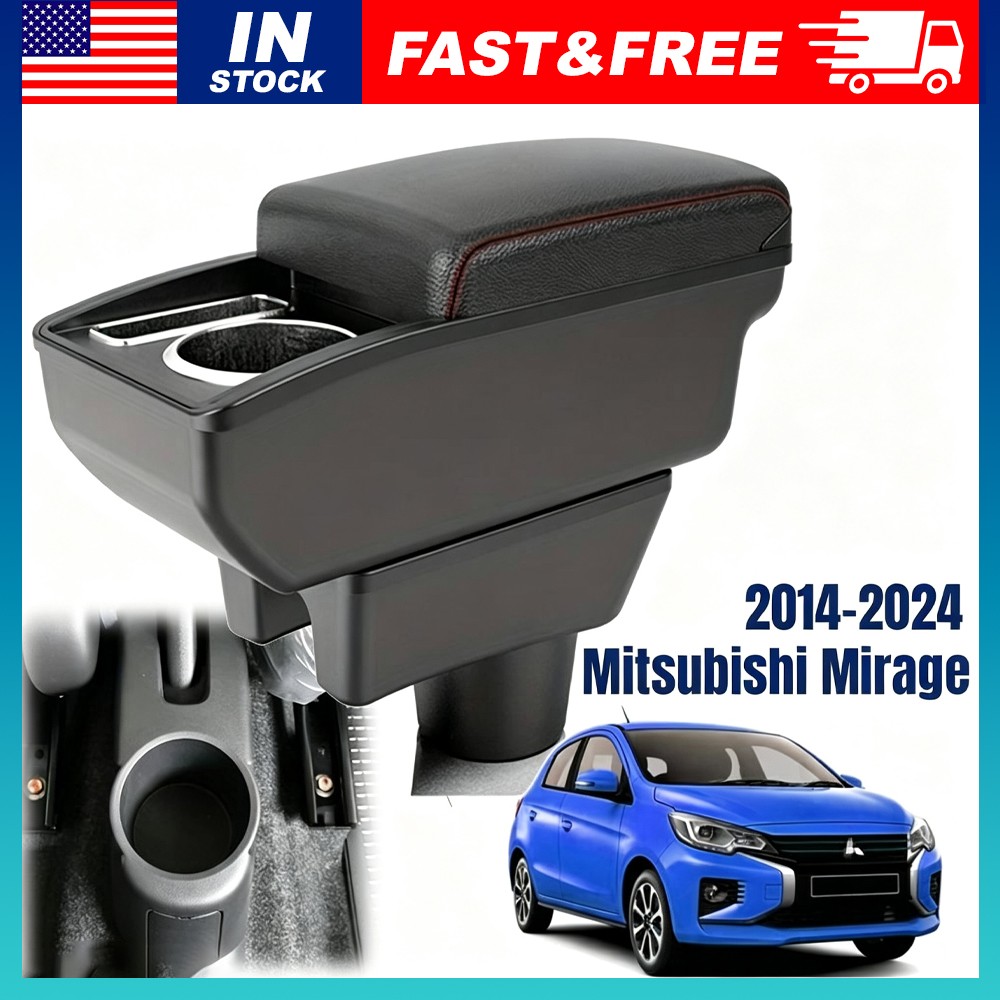 For Mitsubishi Mirage 2014-2024 Car Armrest Box Center Console Red Thread US