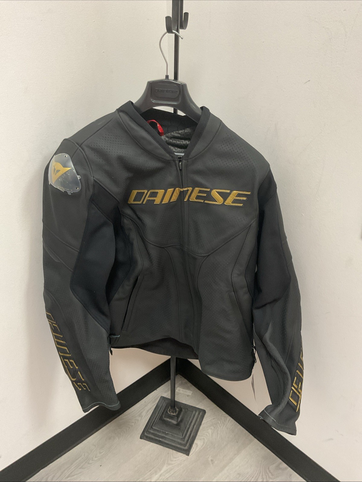 Dainese Racing 5 Perforated Leather Jacket Black/Gold - Size 58 EU
