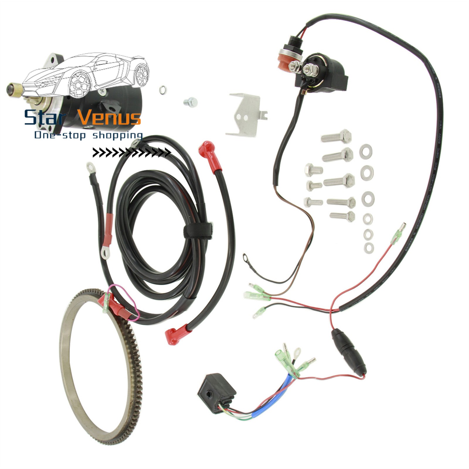 Electric Start Motor E48CMH Kit Flywheel for Yamaha Outboard 48HP Enduro 2Stroke Electric Start Motor E48CMH Kit Flywheel for Yamaha Outboard 48HP Enduro 2Stroke