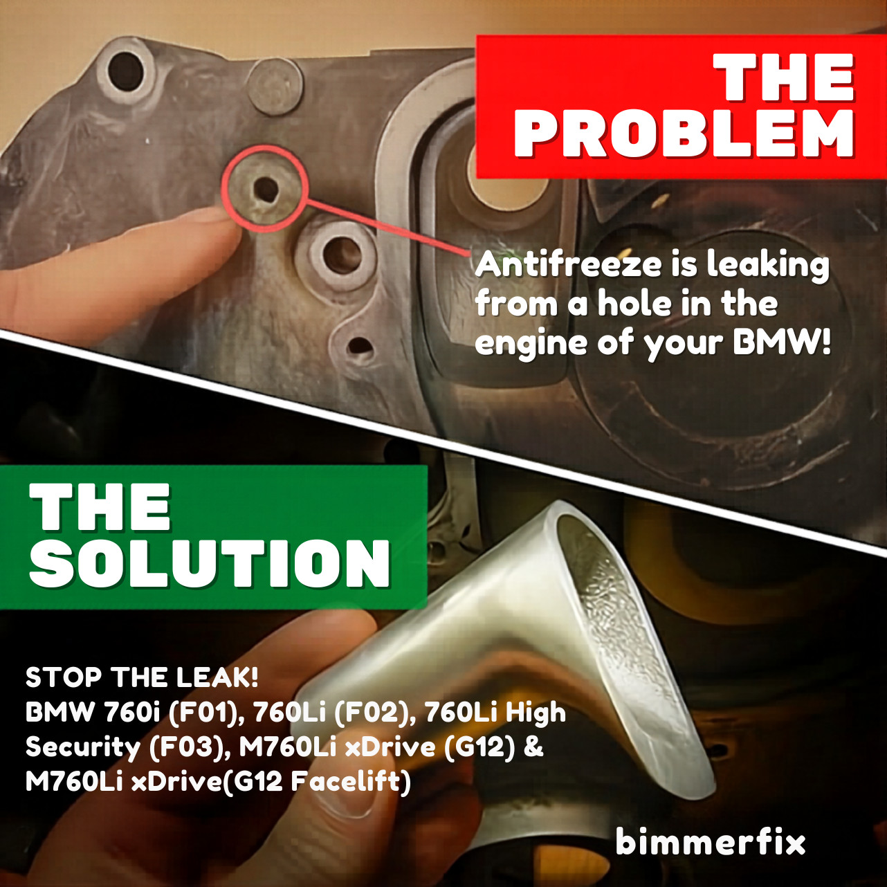 BMW  N74 V12 Coolant Transfer Pipe Repair System IT WORKS OR YOUR MONEY BACK