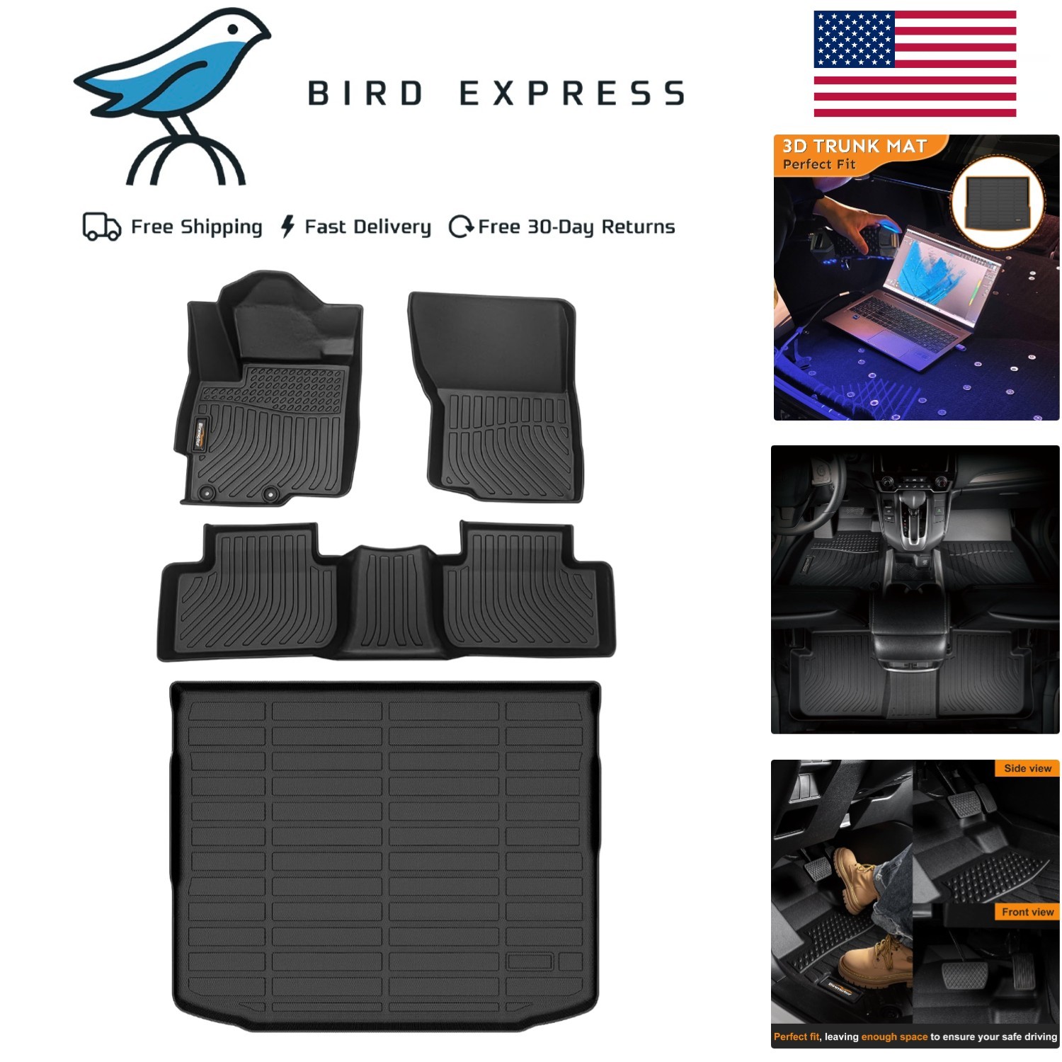 All Weather Car Floor Mats Cargo Liner for Mitsubishi Outlander Sport 2011-2026