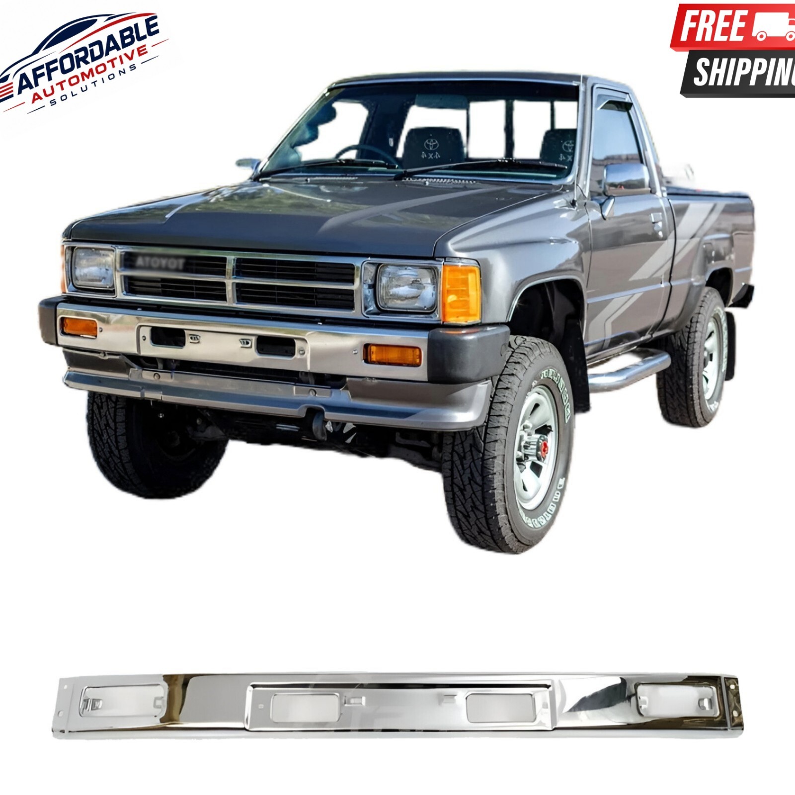 Front Bumper Face Bar Chrome Steel For 1984-1988 Toyota Pickup