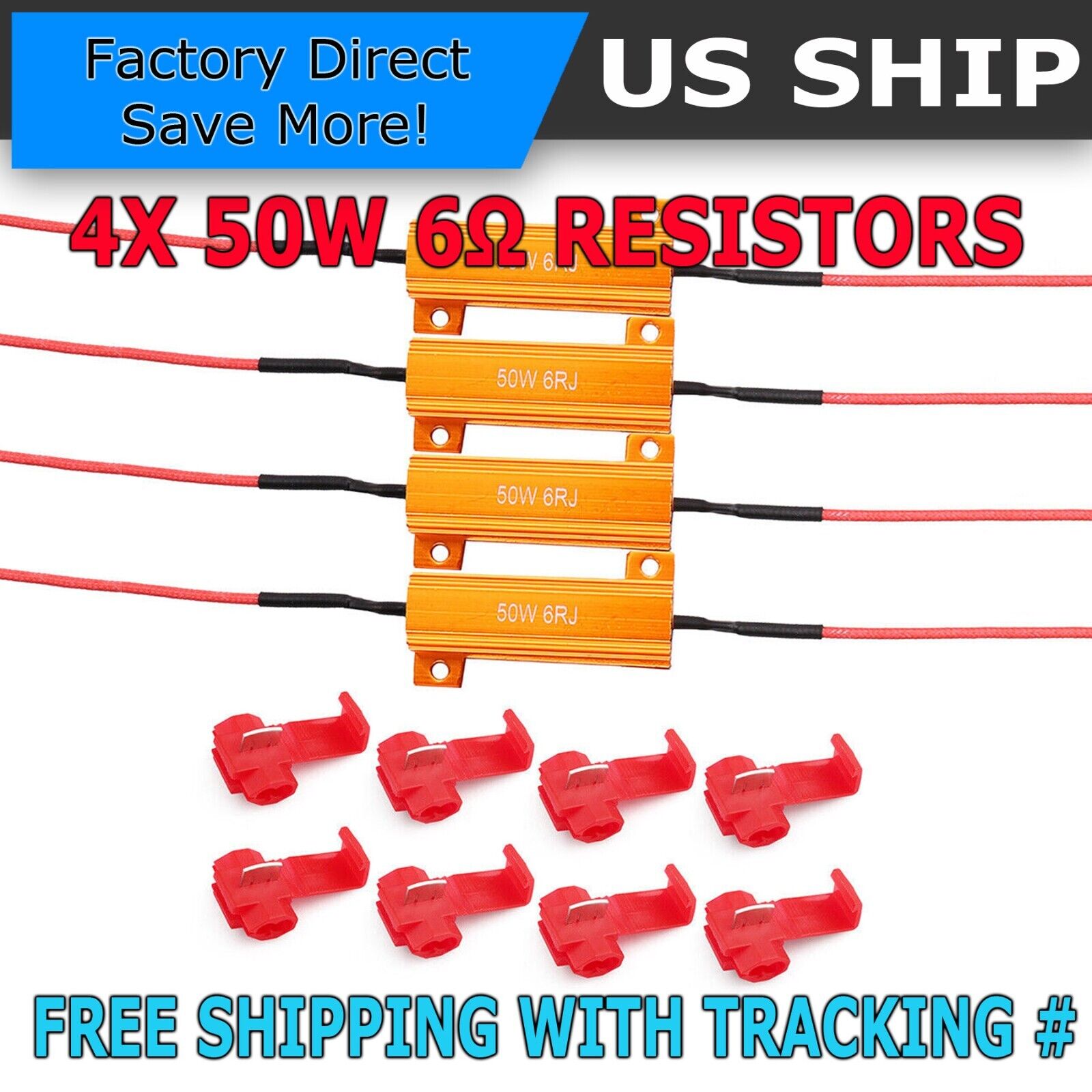 4pcs Load Resistor 50W 6RJ 6ohm LED Decoder FIX Hyper Flash Turn Signal Blinker 