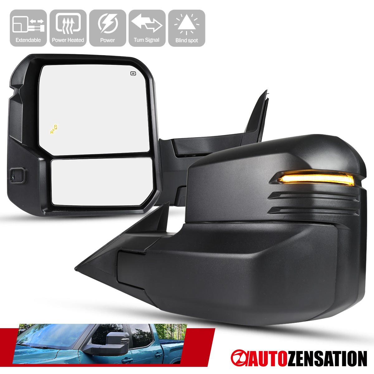 Fit 2022-2024 Toyota Tundra Extend Power Tow Mirrors Pair+Heat BSM LED Signal
