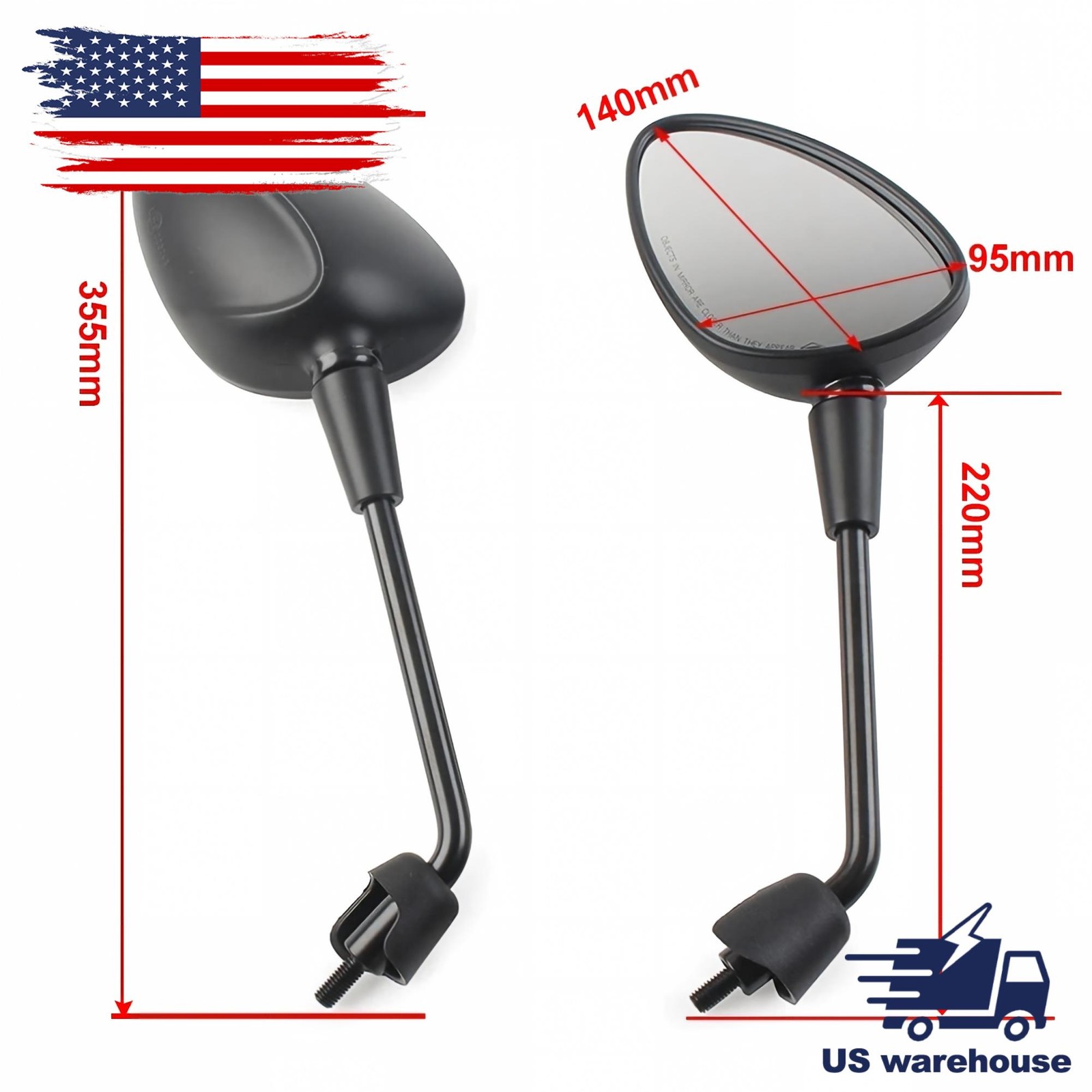 For Vespa GTS GTV 50 125 200 250 300 300ie Sprint Primavera 150 Long Stem Mirror