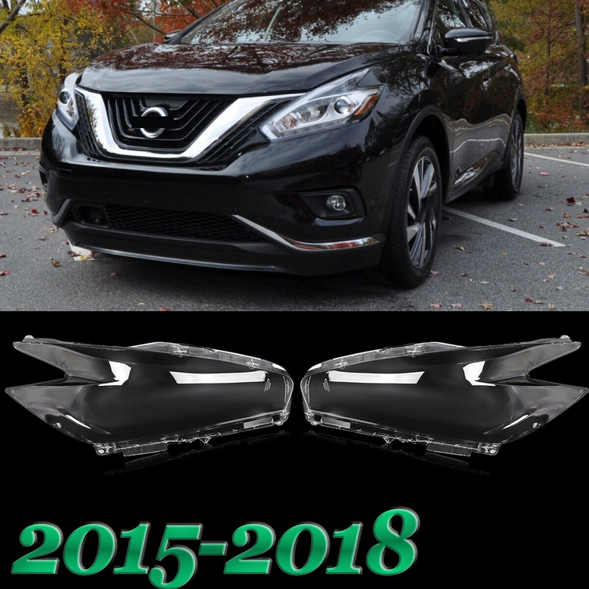 For 2015-2018 Nissan Murano Right Left Headlight Headlamp Clear Lens Lamp Cover