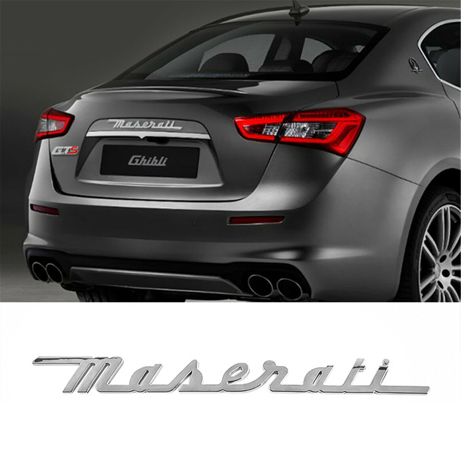 For Maserati GranTurismo Ghibli Levante Emblem Rear Trunk Badge Sticker Decal