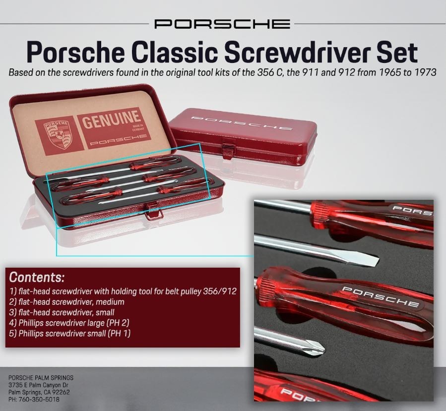 Porsche Genuine 5-Piece Classic Screwdriver Set w/Storage Case -  PCG19100201