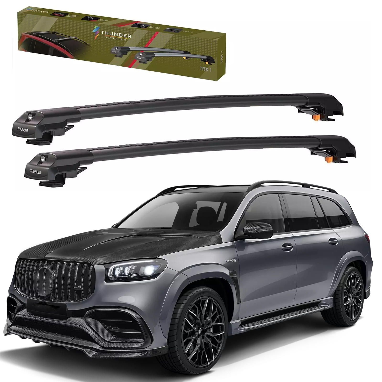 Roof Racks Crossbars for Mercedes GLS 63 AMG 2017-2019 Aluminum Black lockable