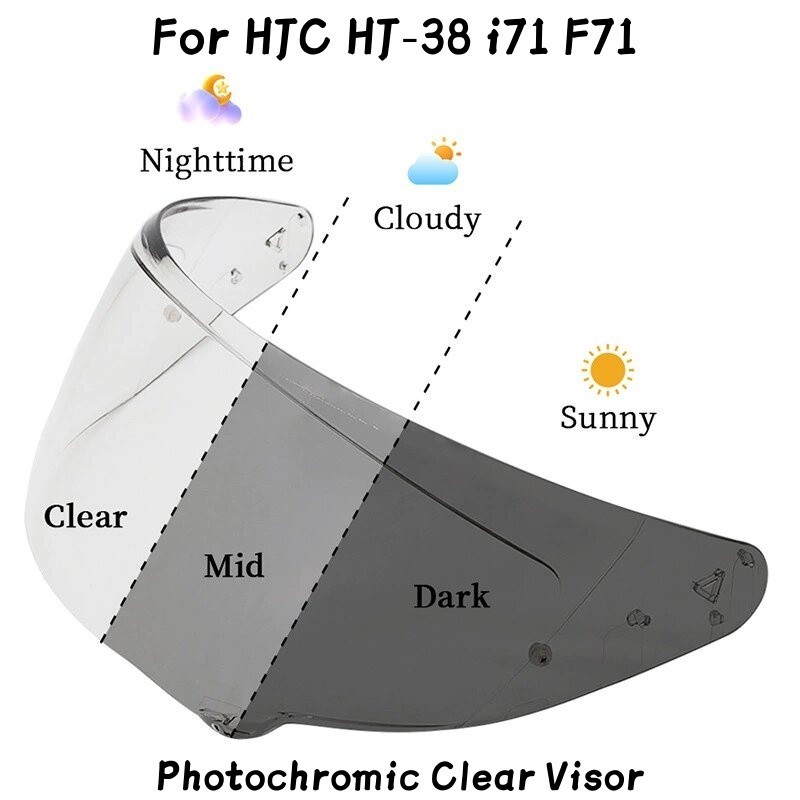 Photochromic Visor Shield Fits For HJC i71 F71 HJ38 Helmet Face Shield Lenses