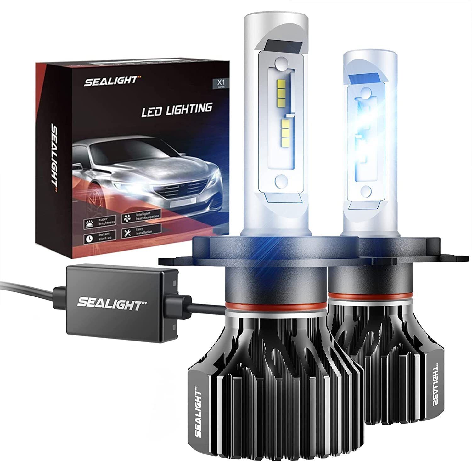 SEALIGHT H4/9003 LED Headlight Bulbs Conversion Kit High Low Dual Beam 6500K 