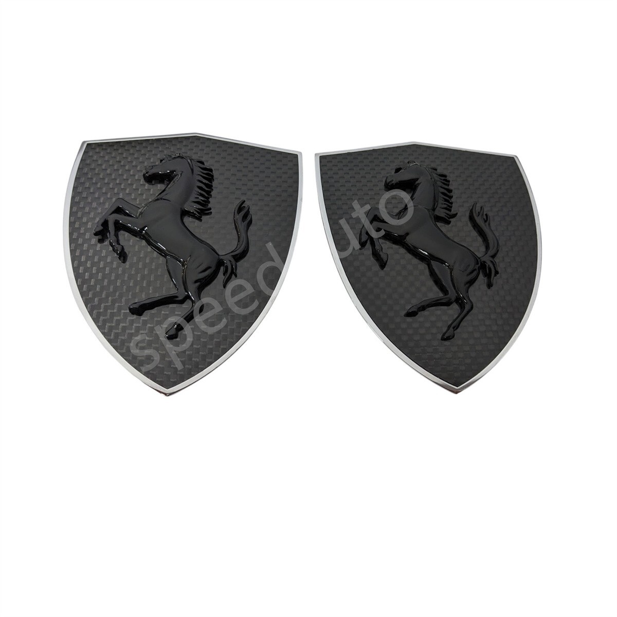 Ferrari F430 488 360 365 Carbon Fiber Fender Shield Black Badge Emblem Set