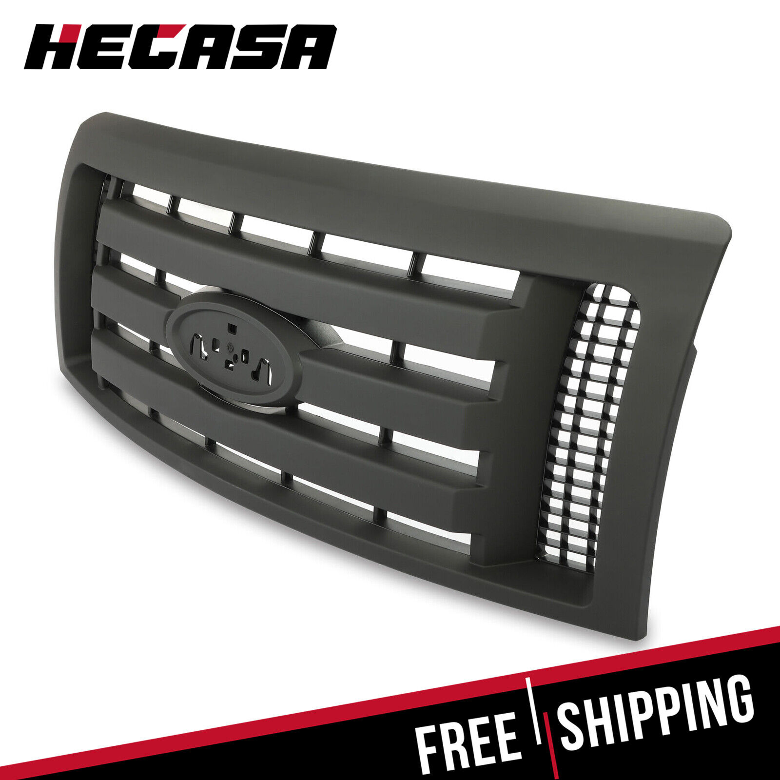HECASA Painte Black Front Grille For 09-14 Ford F-150 F150 XLT Replace FO1200510