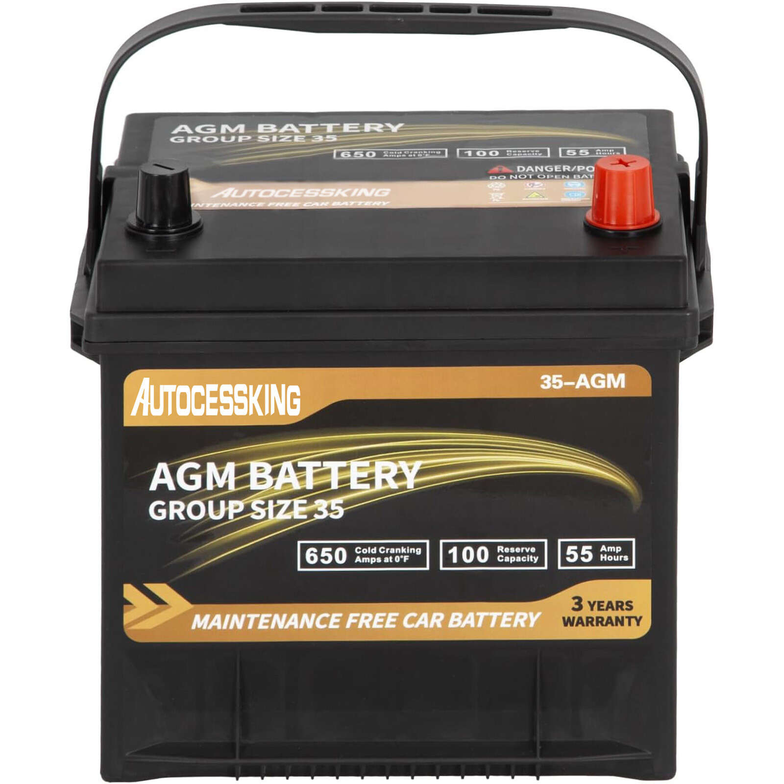 Platinum AGM Battery Group 35 12V 55AH 100RC 650CCA Rechargeable Car Battery