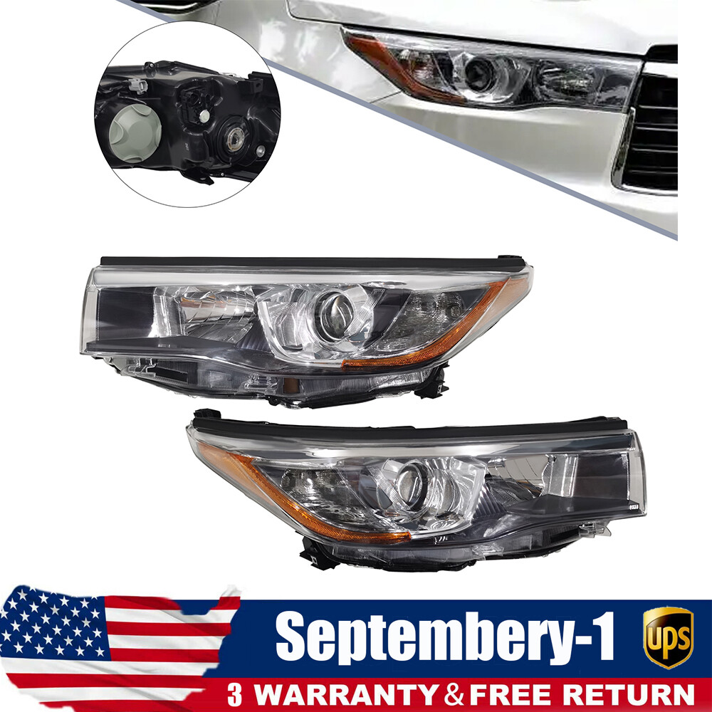 Headlight OEM Left & Right Side Assembly For 2014-2016 Toyota Highlander Black