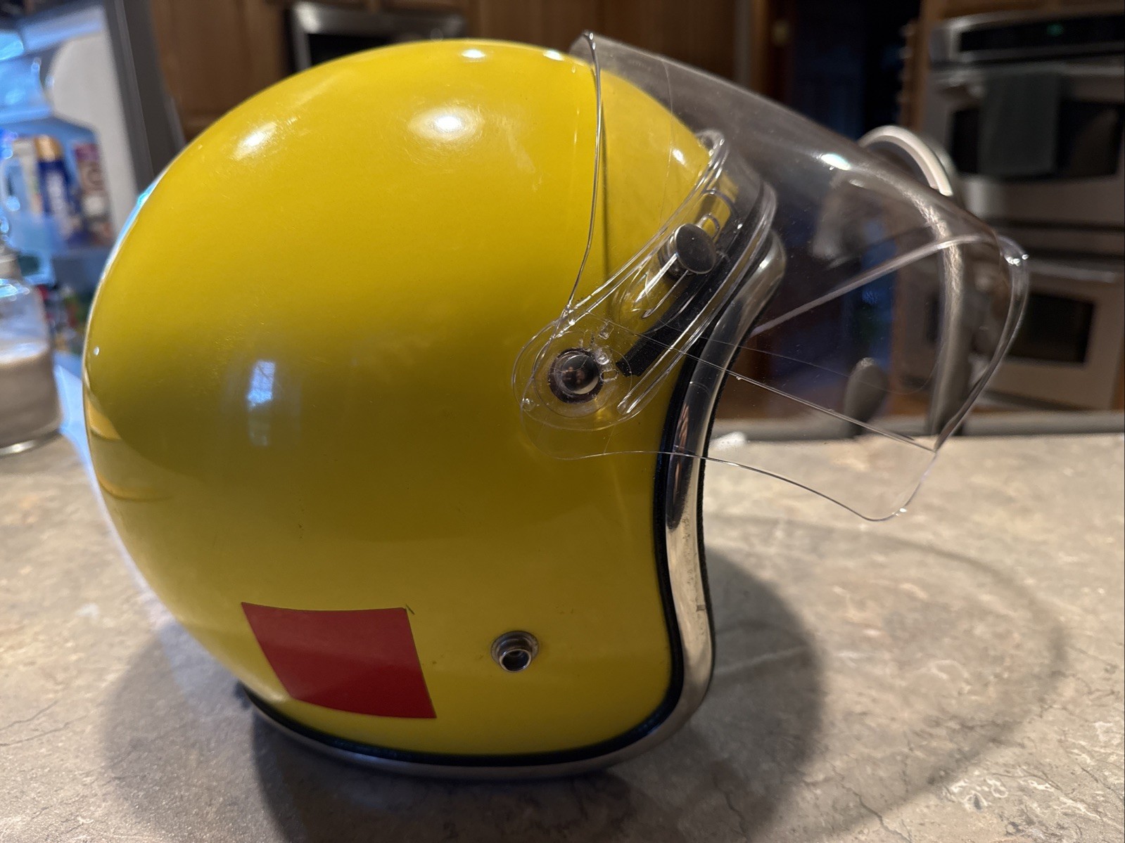VTG 1970s Arthur Fulmer AF40 Motorcycle Helmet DOT Yellow