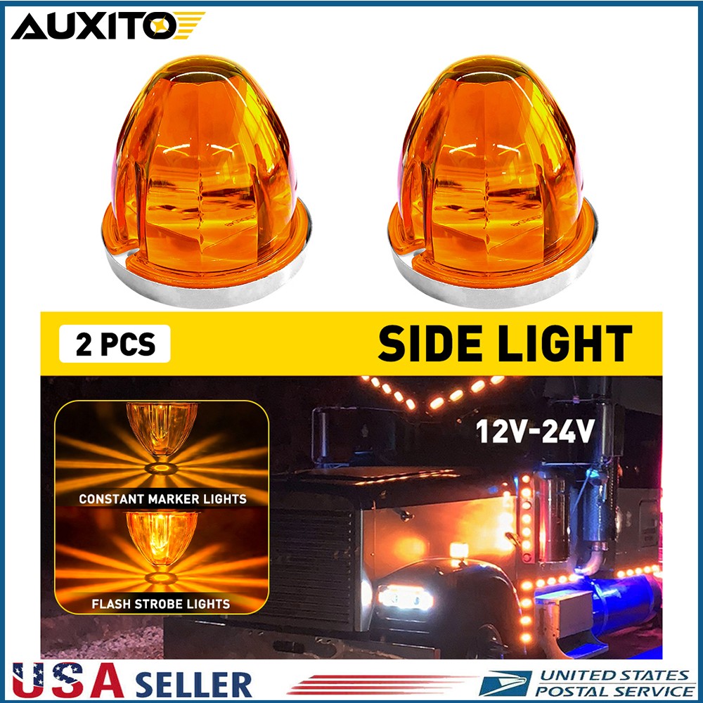 Truck Trailer Amber LED Watermelon Lights 2x Side Marker Lamps Turn Signal Light