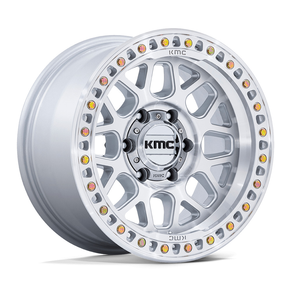 17x9 KMC KM549 GRS Gloss Silver W/ Machined Face Wheel 5x5 (-12mm)