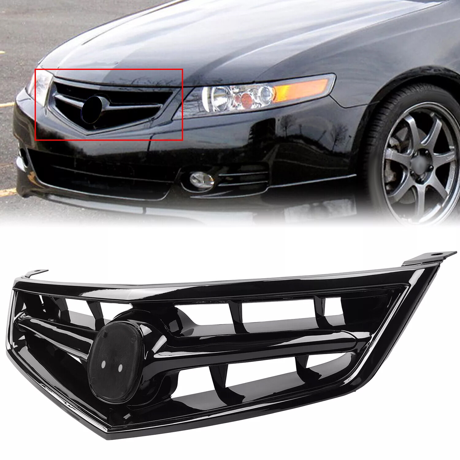 For Acura TSX Sedan 2006 2007 2008 Black Front Upper Grille Factory Style Grill