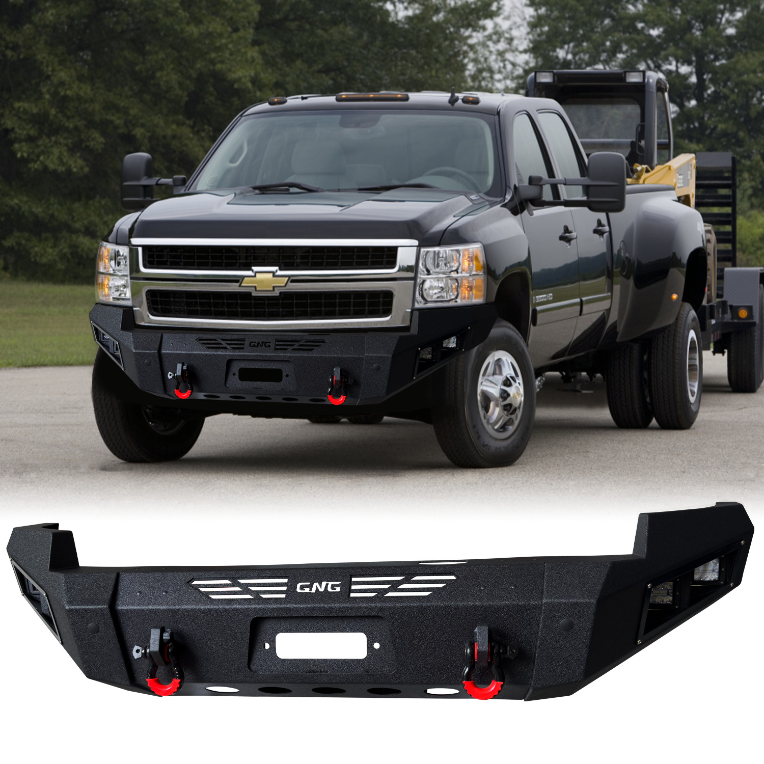 Vijay For 2007-2010 Chevy Silverado 2500/3500 Front Bumpers W/Winch Plate&Lights