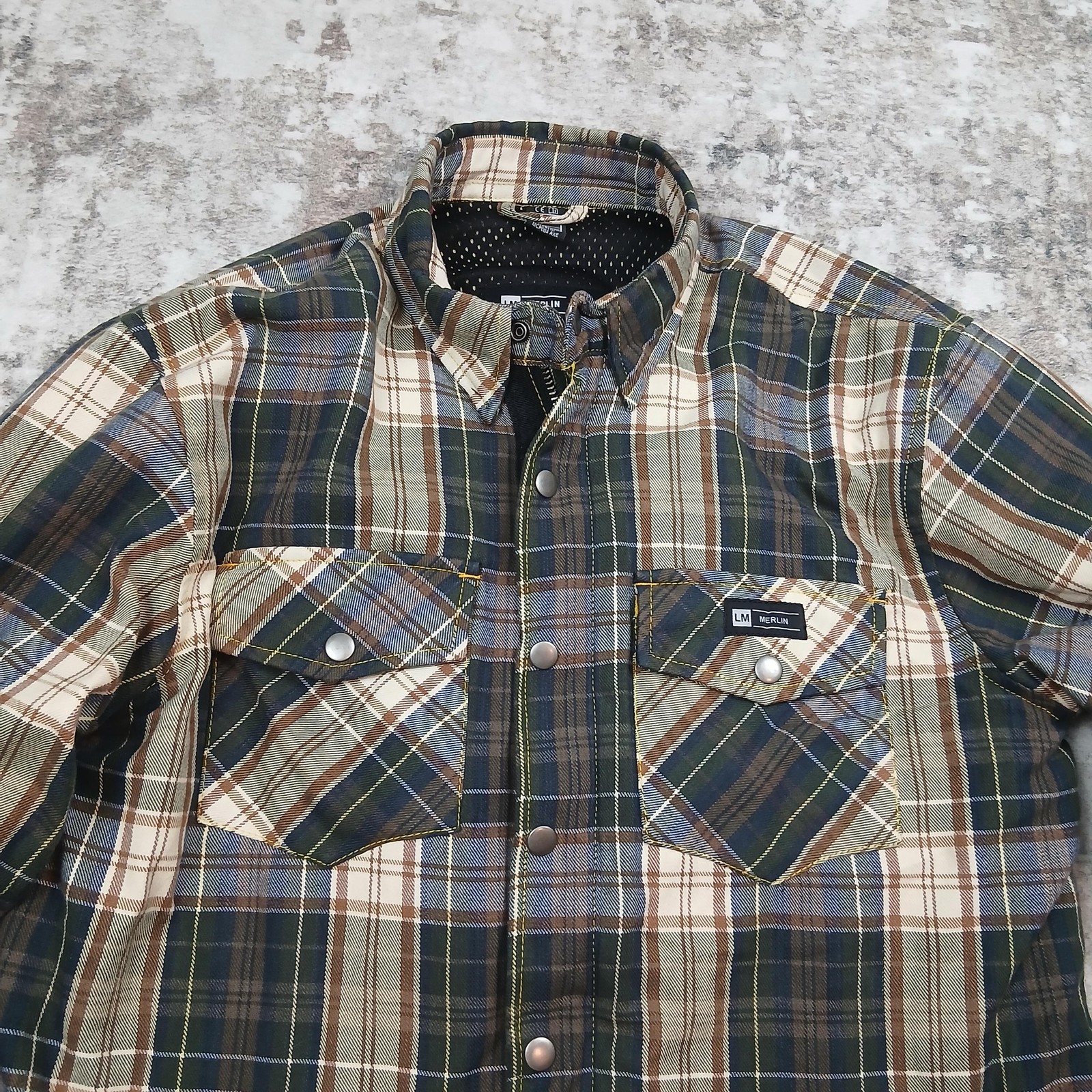 Merlin Axe Shirt Jacket Shirt Mens XL Plaid Breathable Perforated CE Protectors