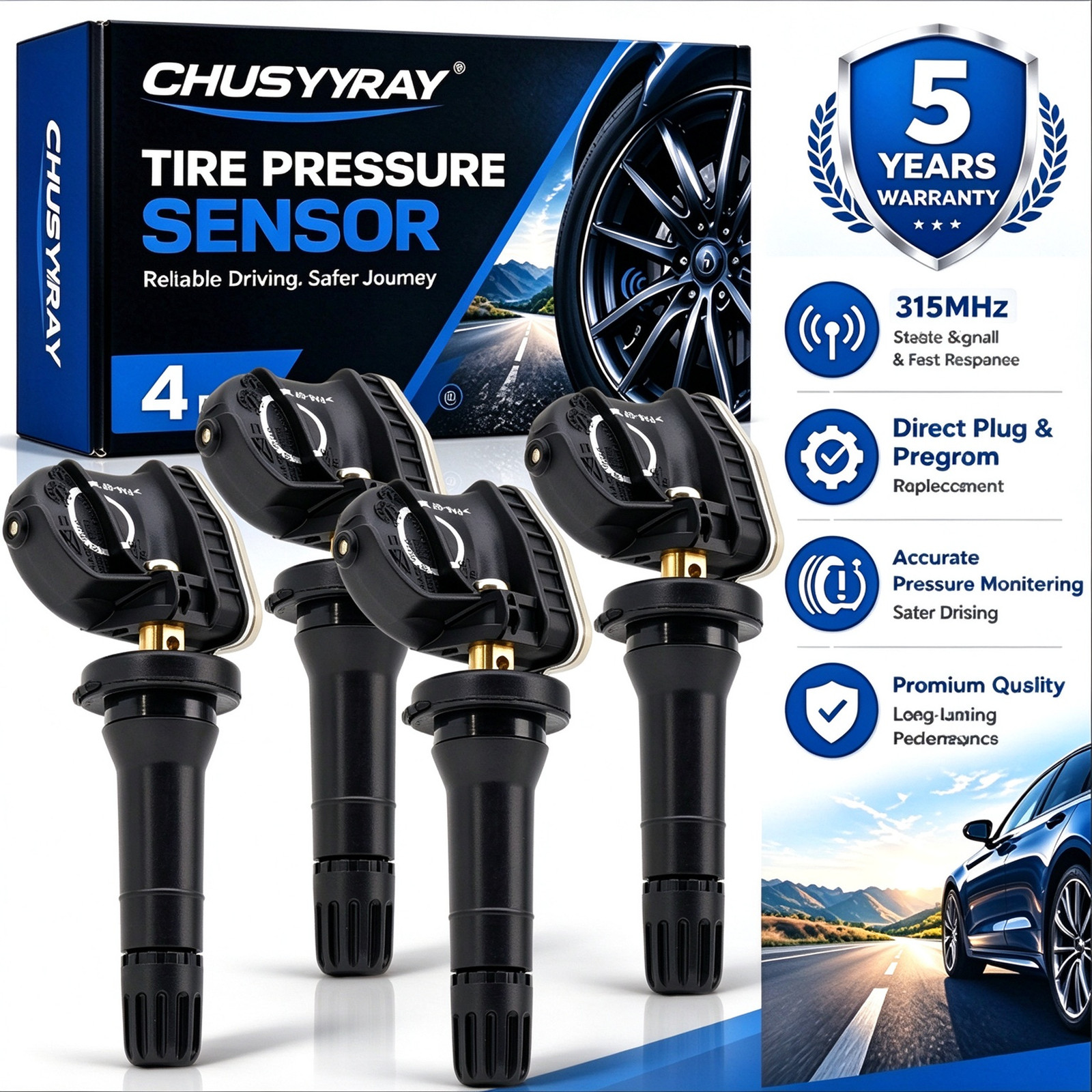 4x Programmed TPMS Tire Pressure Sensor F2GZ-1A189-A for Ford F150 Edge Lincoln
