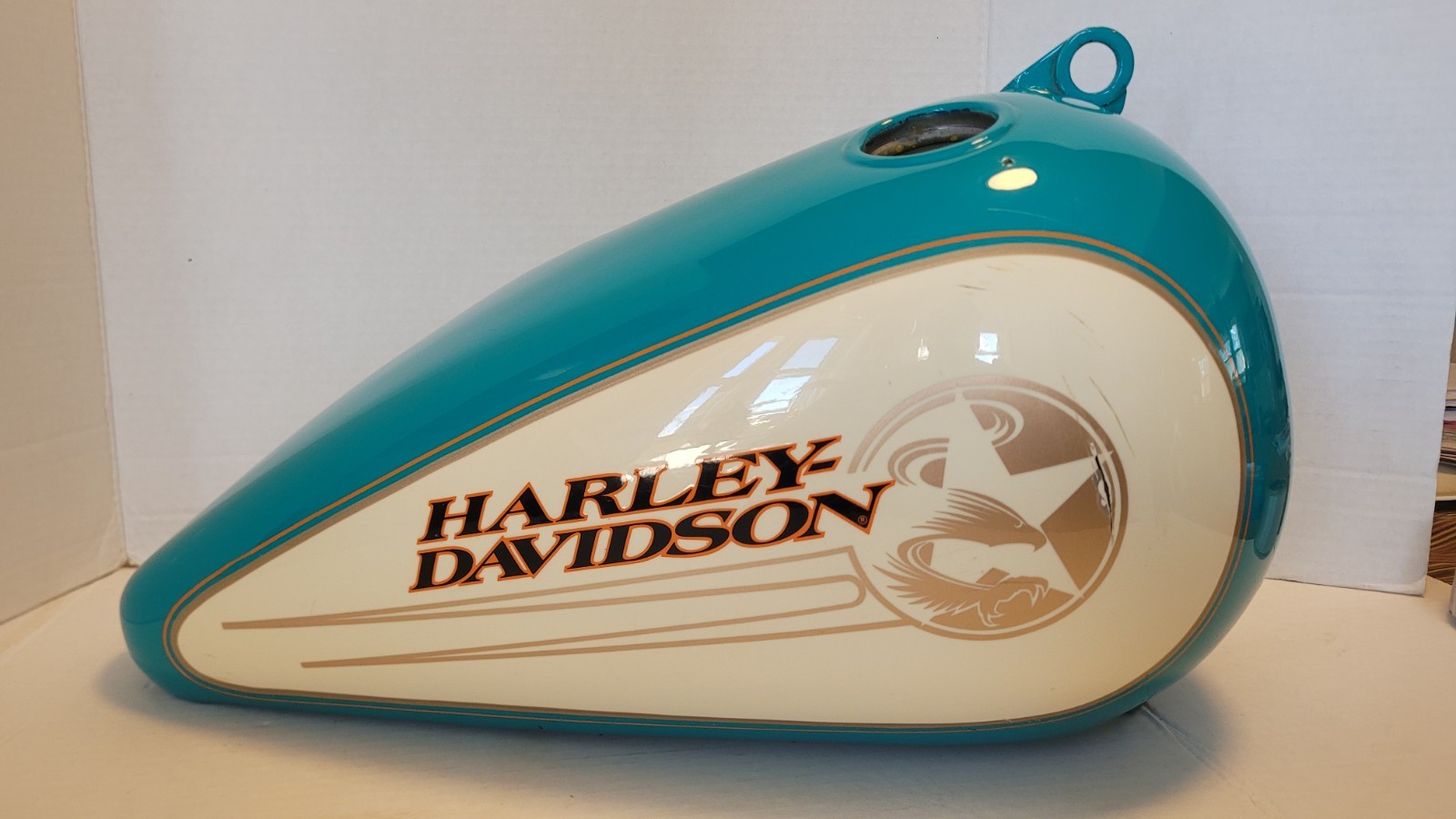 Harley Davidson FXSTC Softail Custom 1992 Fuel Tank Half Turquoise & White 90's 