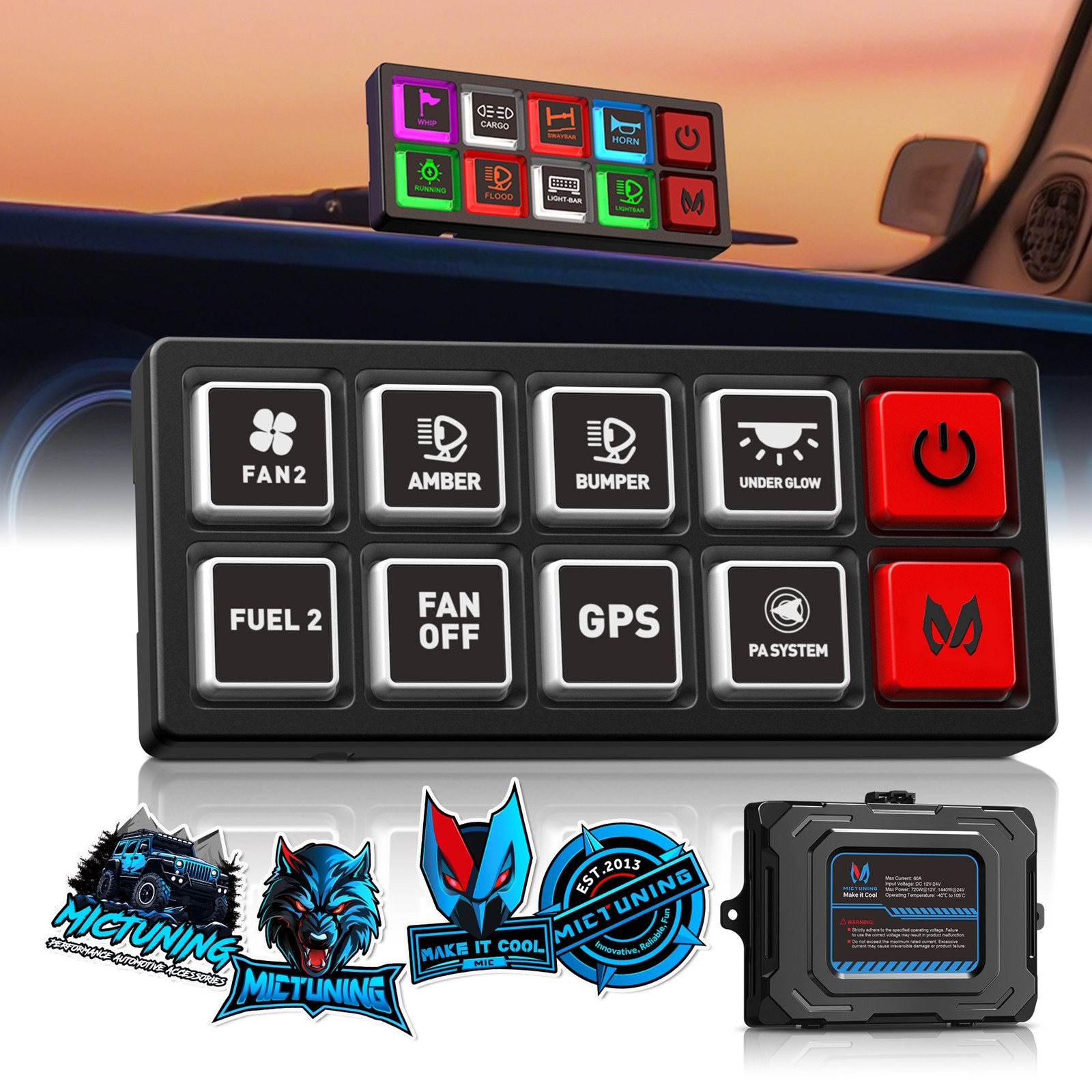 12v 24v LED Neon 8 Gang Switch Panel,Universal Circuit Control Relay System Box