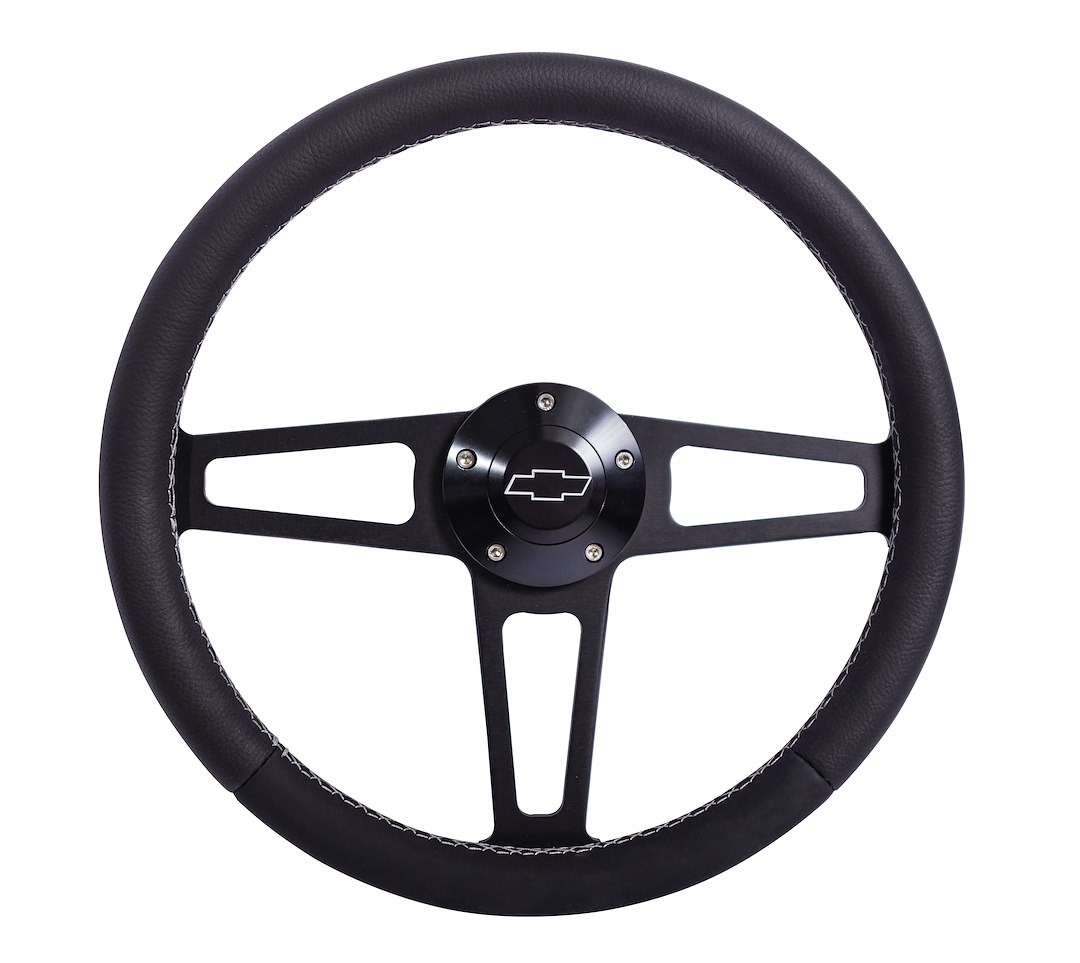 Grant Products 1916-2 Steering Wheel 14 Inch Diameter 3 Spoke Black Leather Grip
