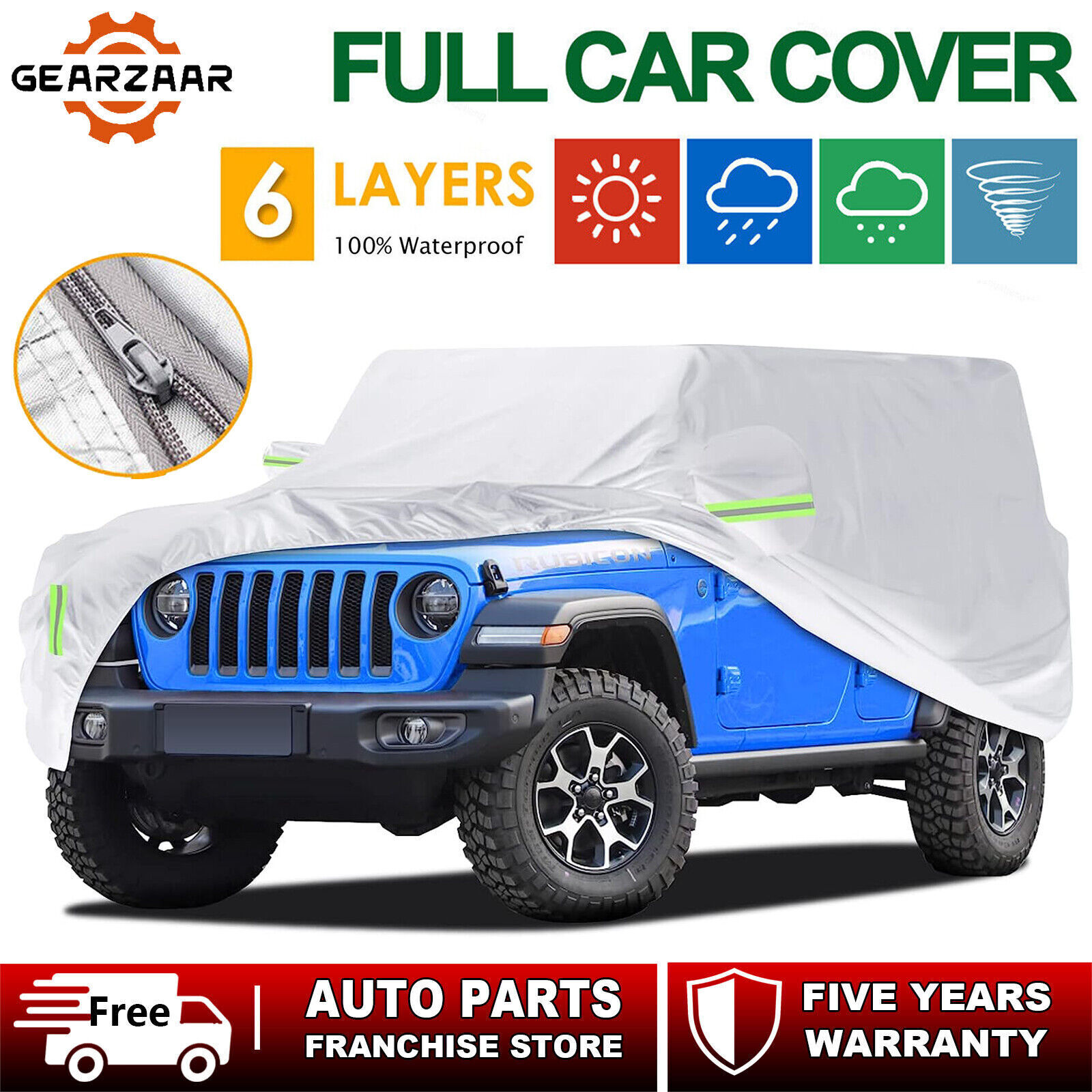 SUV Car Cover For 08-23 Jeep Wrangler JK JL 4 Door Rain UV Waterproof Protection
