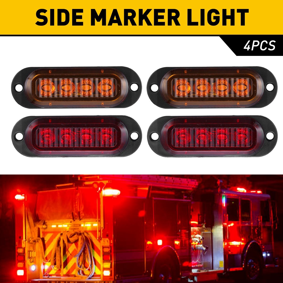 4-12PCS Amber/Red LED Side Marker Clearance Lights Waterproof Truck RV 1-5SET