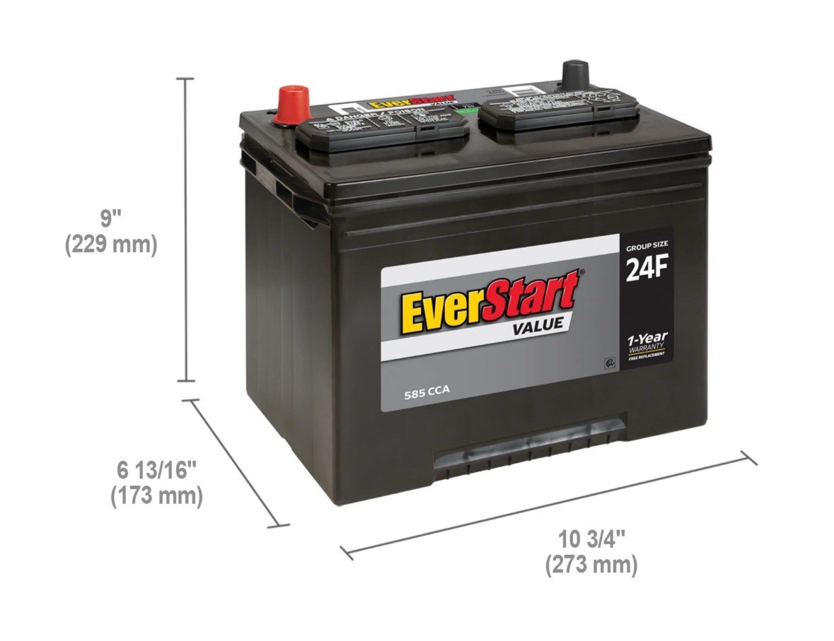 EverStart Value Lead Acid Automotive Battery, Group Size 24F 12 Volt, 585 CCA EverStart Value Lead Acid Automotive Battery, Group Size 24F 12 Volt, 585 CCA